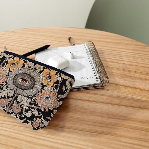 Tarot Evil Eye Sunflower Hippie Snake Vintage Flowers Floral Cosmetic Bag Decora - Picture 5 of 6